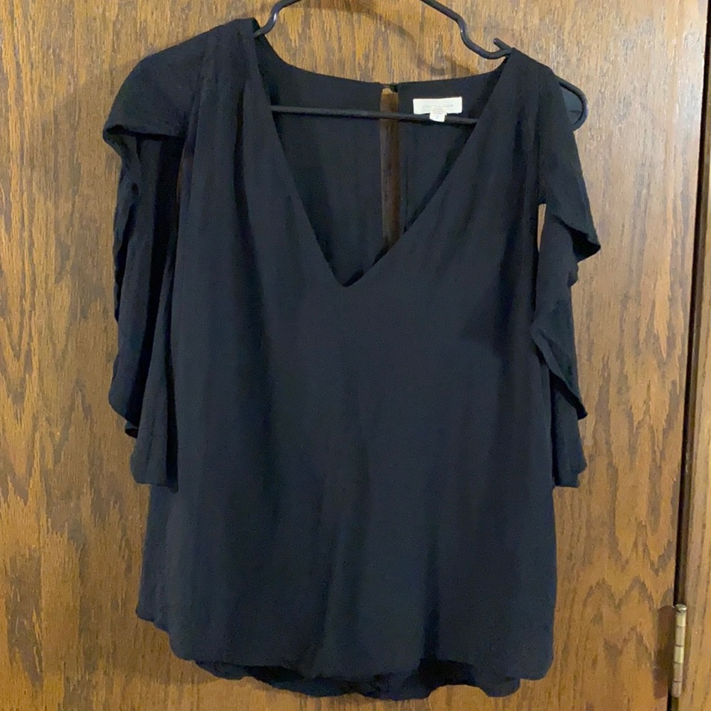 NWOT Urban outfitters Silence + Noise Black V-Neck Blouse with Ruffle Sleeves